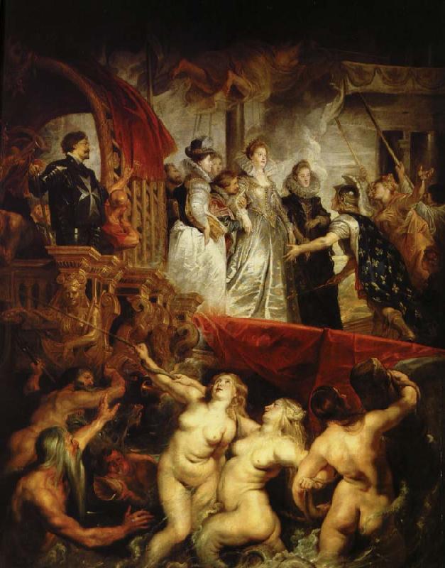 Peter Paul Rubens maria av medicis ankomst till hamnen i marseilles efter gifrermalet med henrik iv av frankrike oil painting image